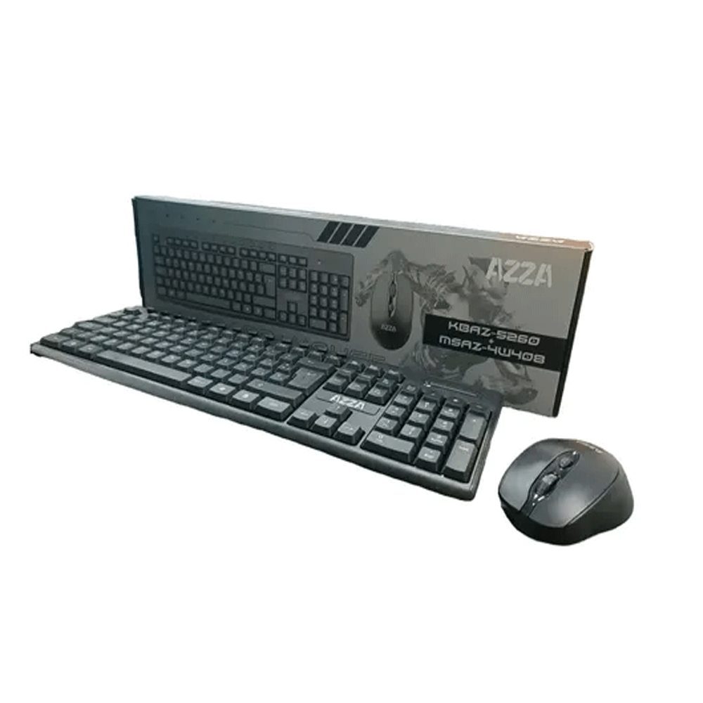 COMBO TECLADO MOUSE AZZAKBAZ-5260+MSAZ-4W408 INALAMBRICO -ESPAÑOL - USB - NEGRO