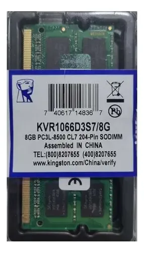 MEMORIA RAM DDR3 4GB 1066/8500 LAPTOP KINGSTON