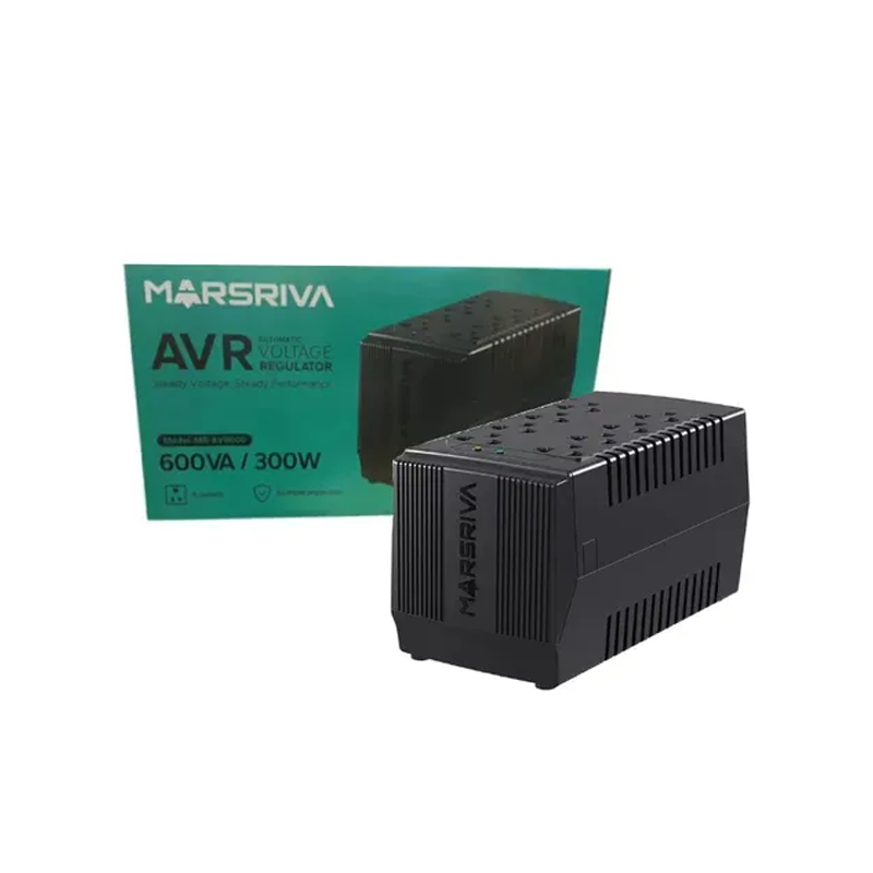REGULADOR DE VOLTAJE MARSRIVA MR-AVR600 600VA/300W 8 PUERTOS