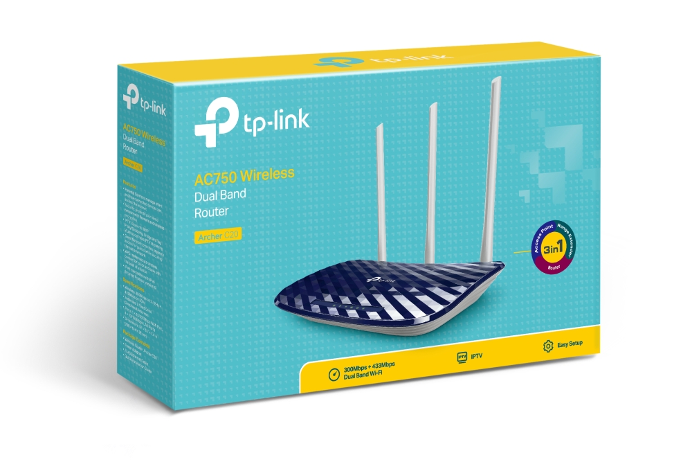 ROUTER TP-LINK ARCHER C20 AC750 INALAMBRICO DE BANDA DUAL