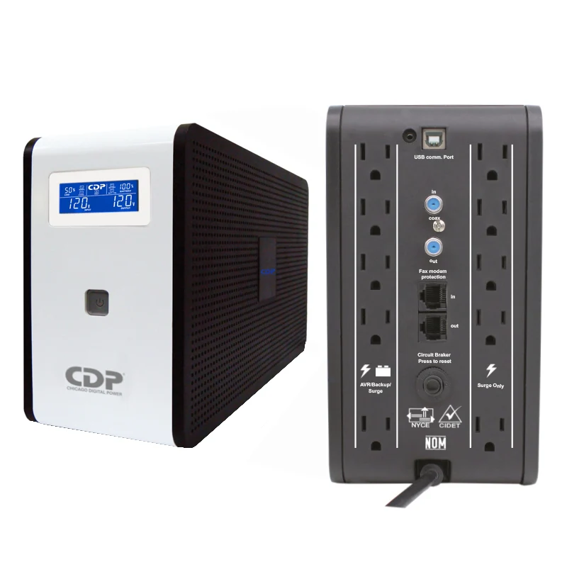 UPS LINE INTERACTIVE CDP 1000VA / 500WATTS / 120VAC / 10 SALIDAS - 5 OCN SUPRESION Y 5 CON RESPALDO + 5 USB