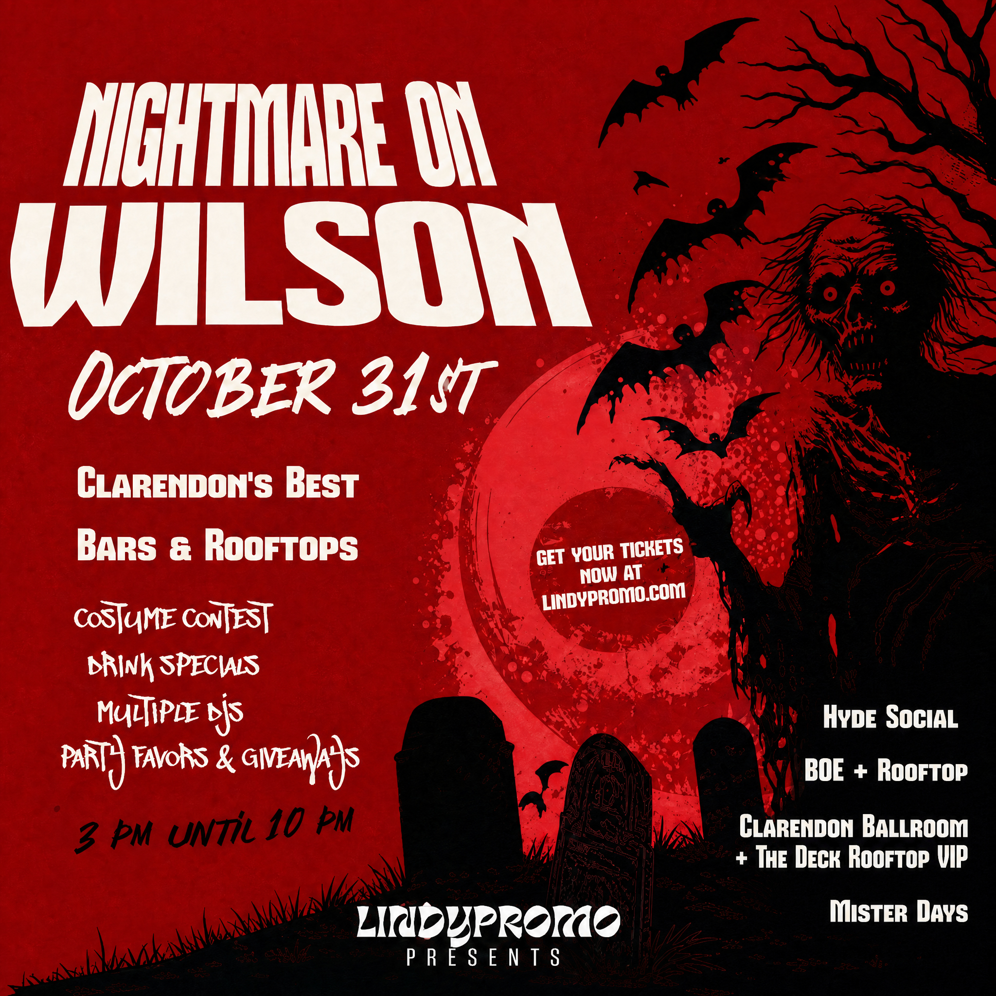 Clarendon's Nightmare on Wilson Halloween Bar Crawl 10/31