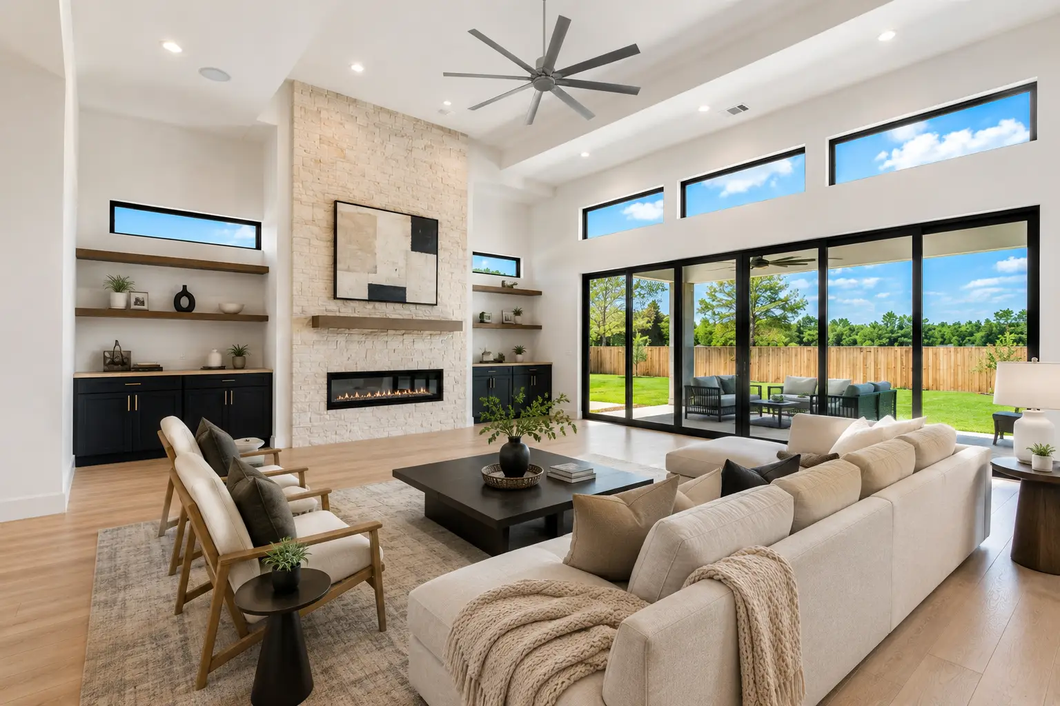 Furnished living room after realistic virtual staging