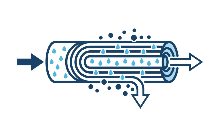 Cross-section of a reverse-osmosis membrane — the only filtration stage that meaningfully lowers TDS