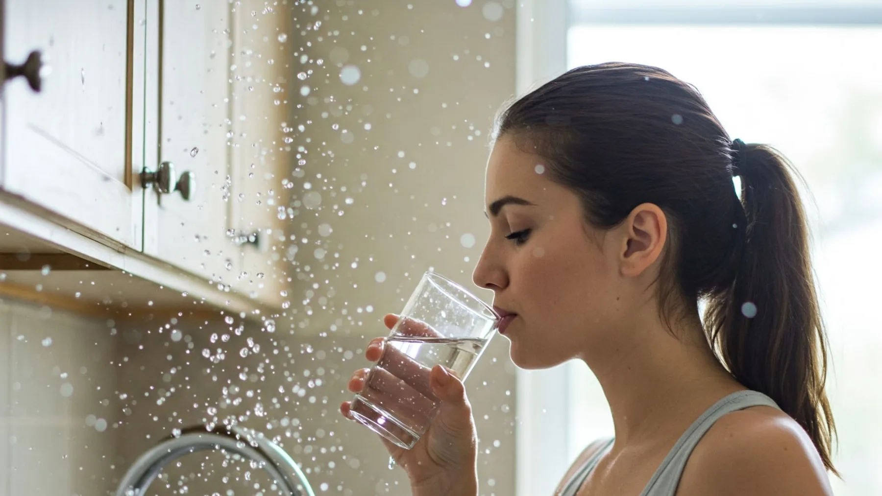 A clear glass of tap water on a kitchen counter, raising questions about hidden contaminants and reproductive health
