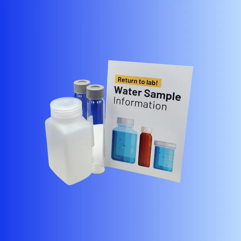 Mail-in water-sample collection kit with vials and prepaid lab return