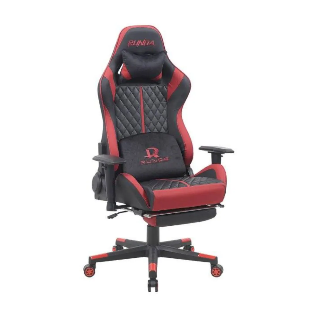 Runda RD-6035 Ergonomic Gaming Chair with Footrest & Movable Armrests – Black / Red
