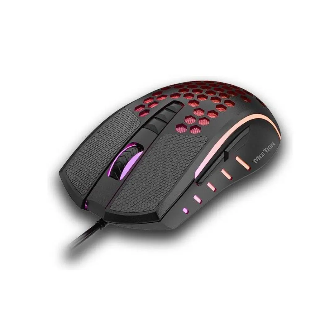 Meetion MT-GM015 Wired RGB Honeycomb Gaming Mouse 6400 DPI 8 Buttons - Black #