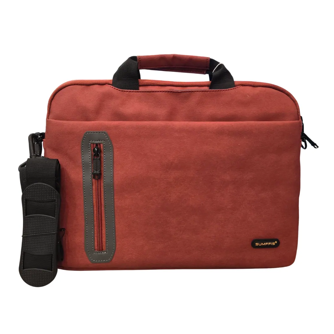 Sumffis SS-336-14 14" Multi-Role Water-Resistant Laptop Shoulder Bag – Brick Red