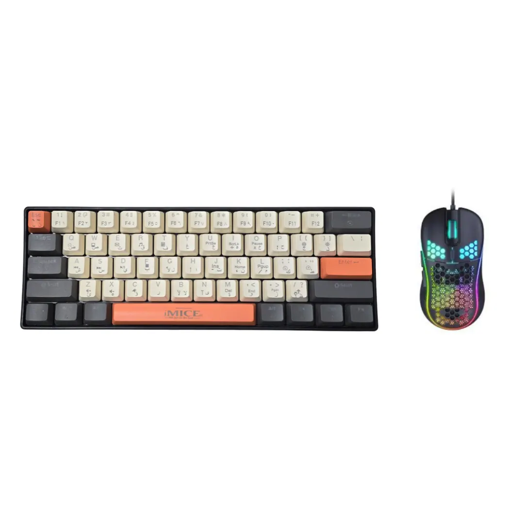 iMICE MK-X30 61-Key Mechanical Gaming Keyboard & 3200 DPI Mouse Combo - Multicolor Keyboard / Black Mouse #