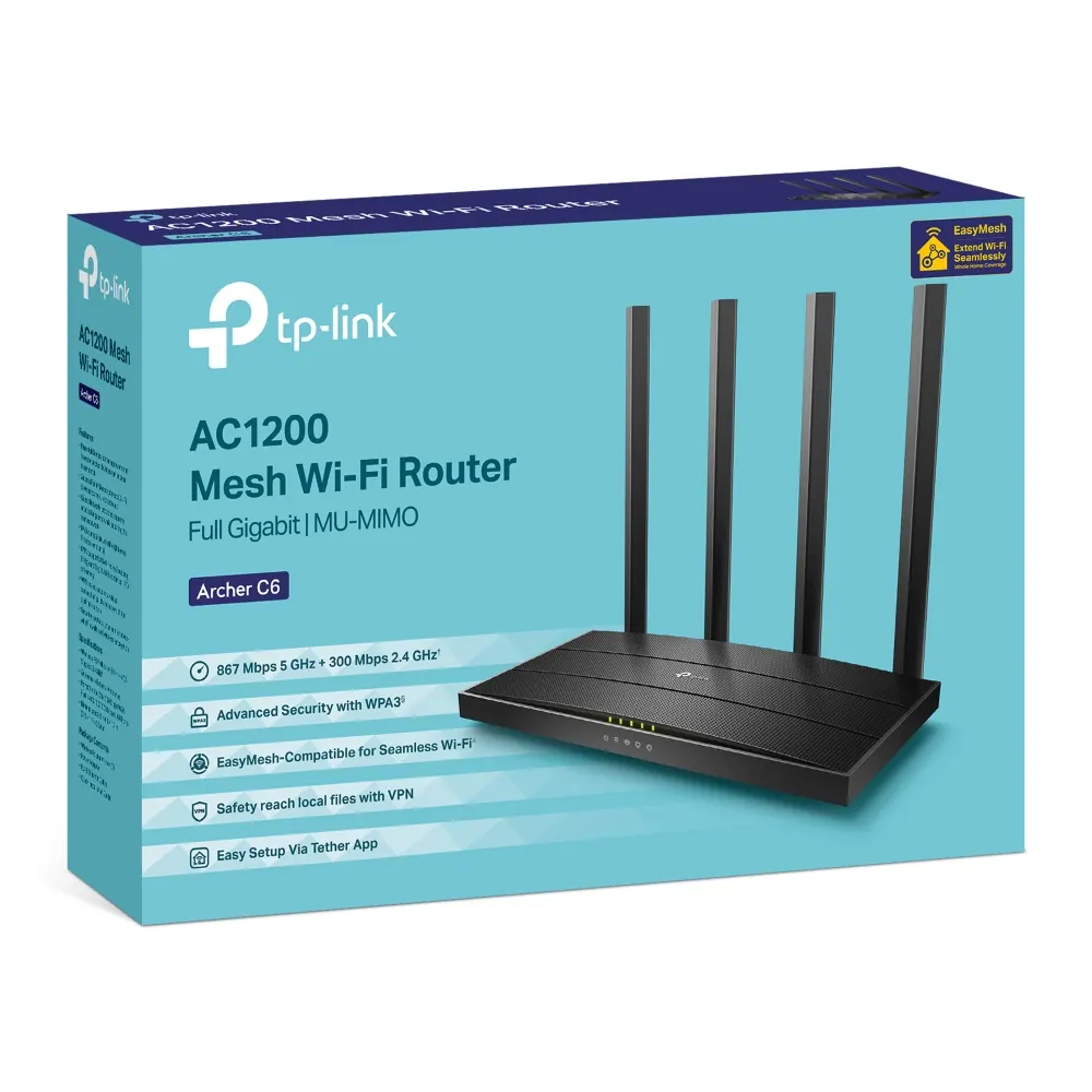 TP-Link Archer C6 | AC1200 Wireless MU-MIMO Gigabit Router