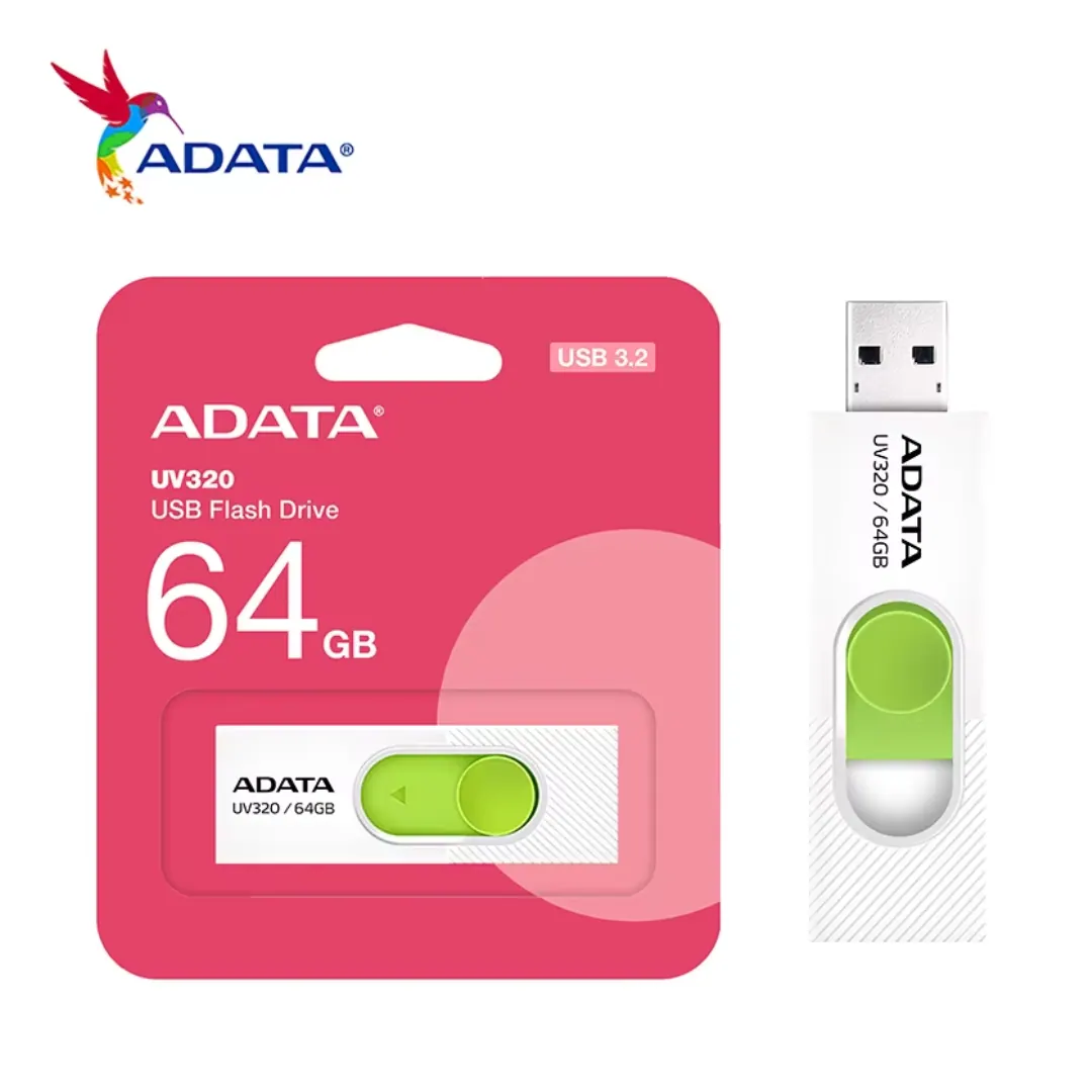 ADATA UV320 USB 3.2 Gen 1 Flash Drive 64GB – White/Green