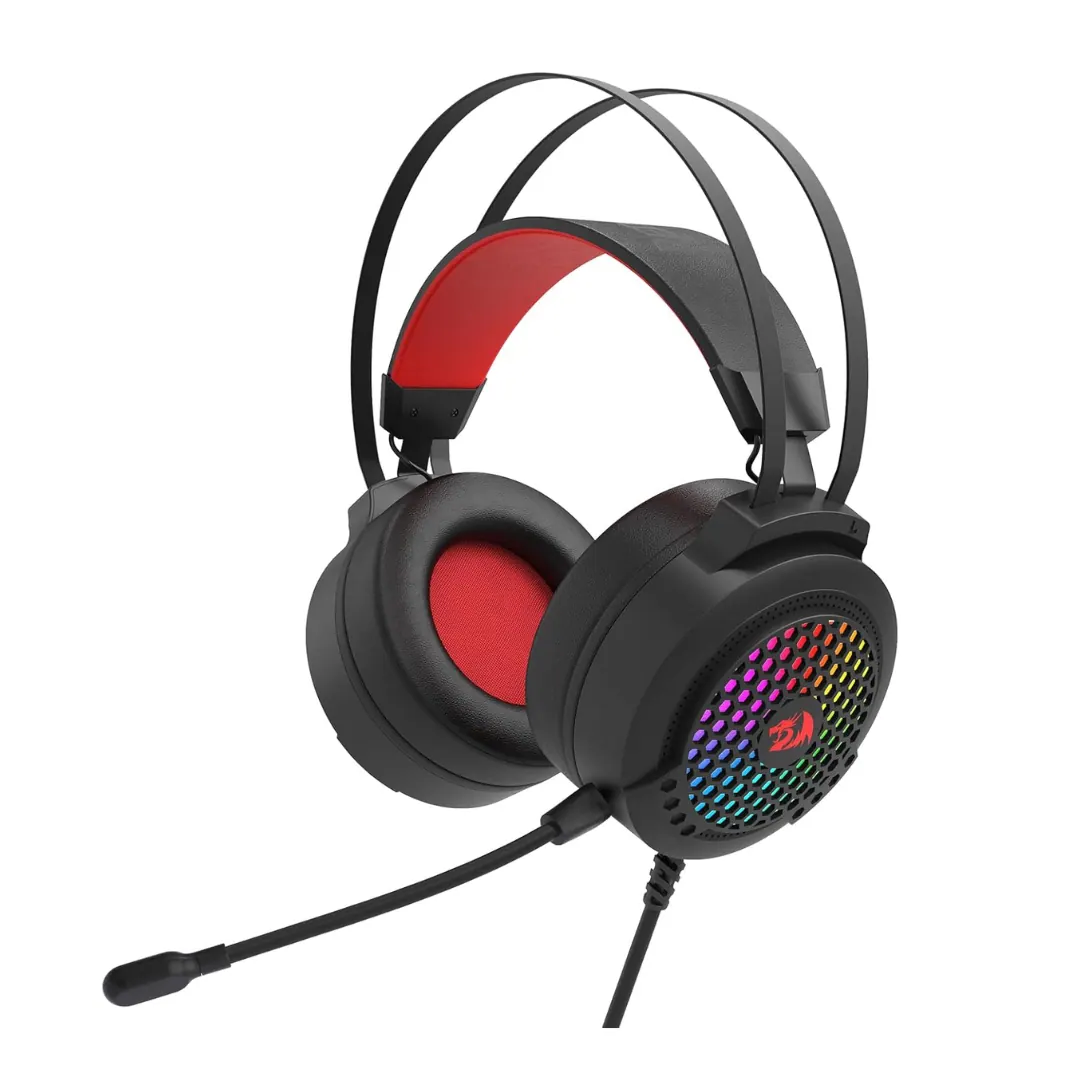 Redragon Carmen H261 RGB Wired Gaming Headset – 50mm Drivers, Noise-Cancelling Microphone, 3.5mm + USB