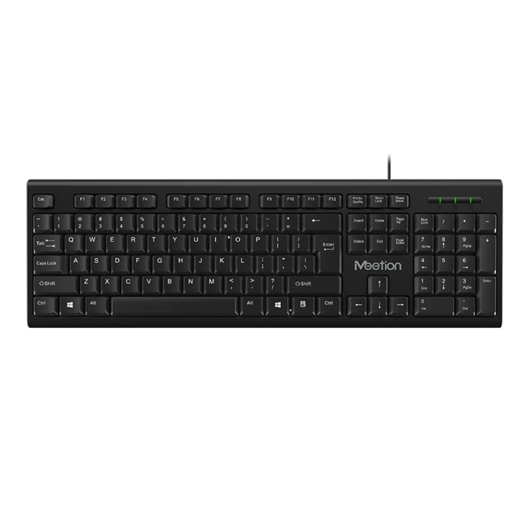 Meetion K100 Wired USB Standard Keyboard 104/105 Keys - Black