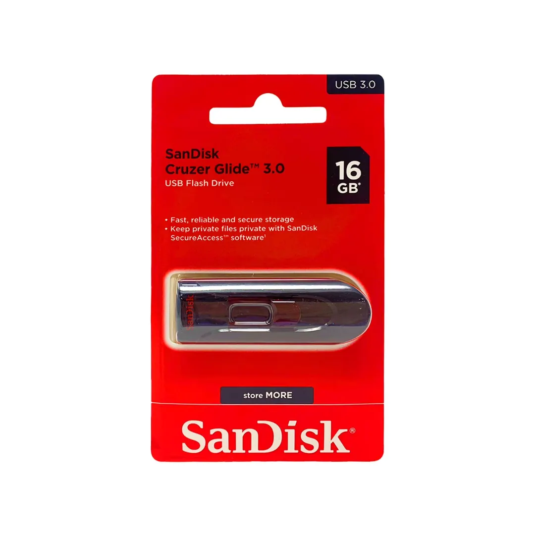 SanDisk Cruzer Glide 3.0 USB Flash Drive 16GB USB 3.0 – Black/Red