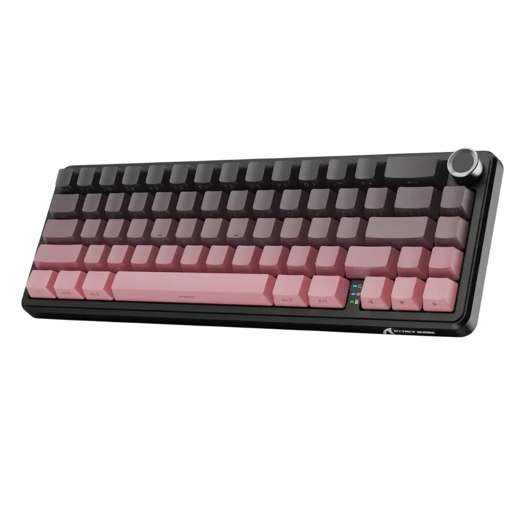 ATTACK SHARK X66 Wireless Mechanical Keyboard – Blackberry, 66 Keys, Strawberry Linear Switch, 2.4G + Bluetooth 5.0 + USB-C Wired, RGB, Hot-Swap