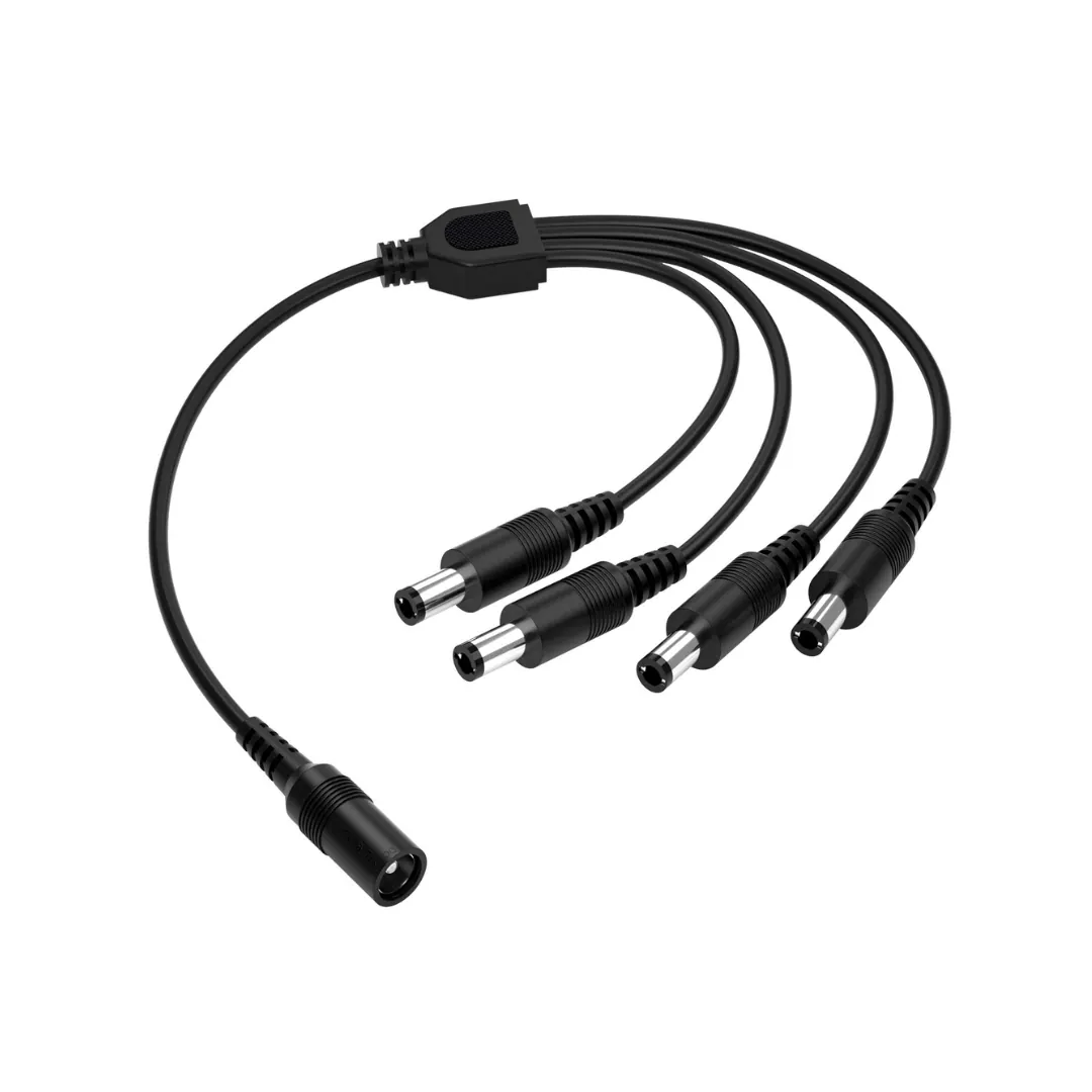 DC Power Splitter Cable 1 Female to 4 Male for CCTV Cameras – 5.5×2.1mm, Black