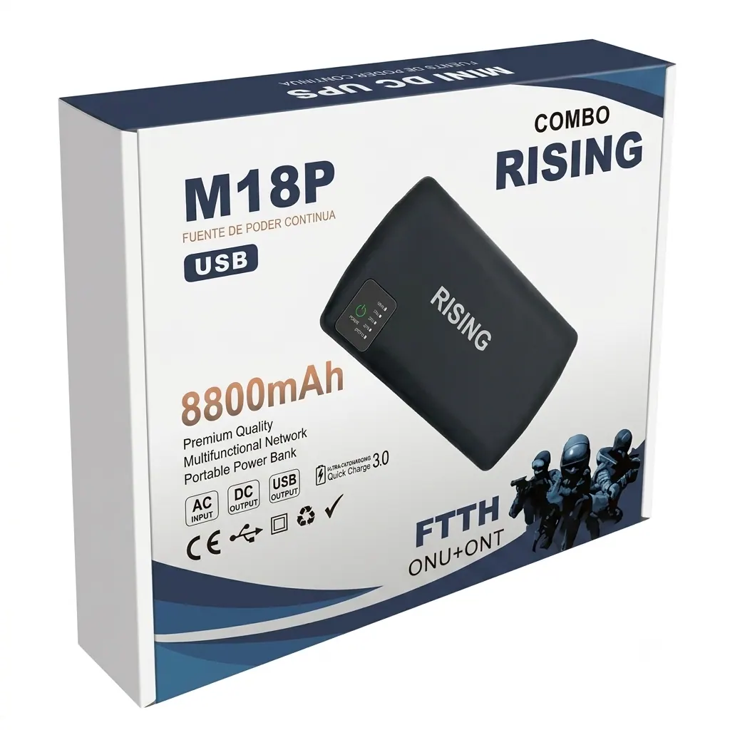 RISING M18P Mini DC UPS 8800mAh 18W for Router CCTV ONU ONT