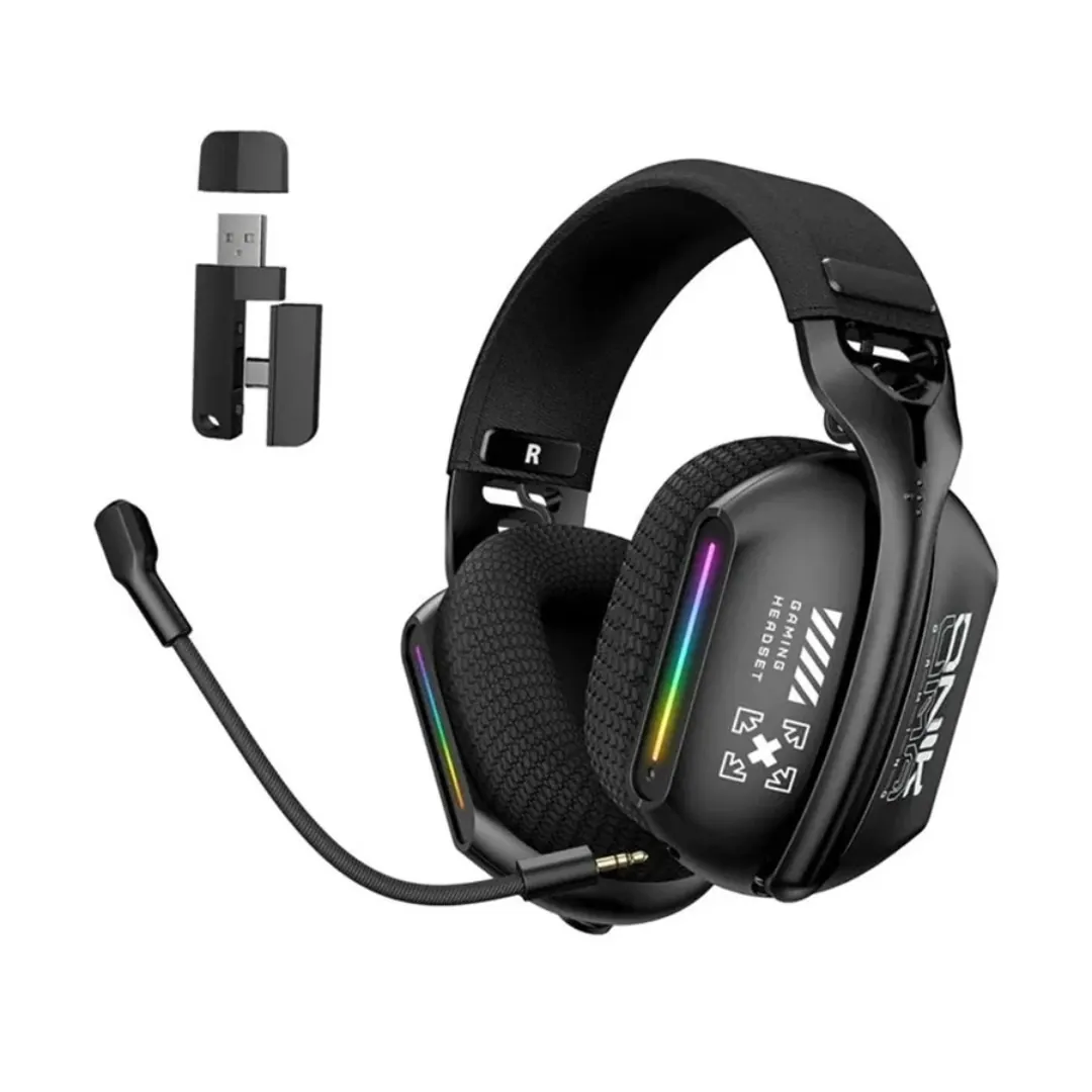 ONIKUMA GT808 Tri-Mode Wireless Gaming Headset – Bluetooth 5.3, 2.4GHz, Wired, RGB, 40mm Drivers, Black
