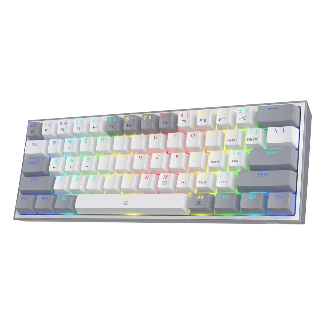 Redragon Fizz K617-R 60% Rainbow Blue Switch Wired Mechanical Gaming Keyboard – White