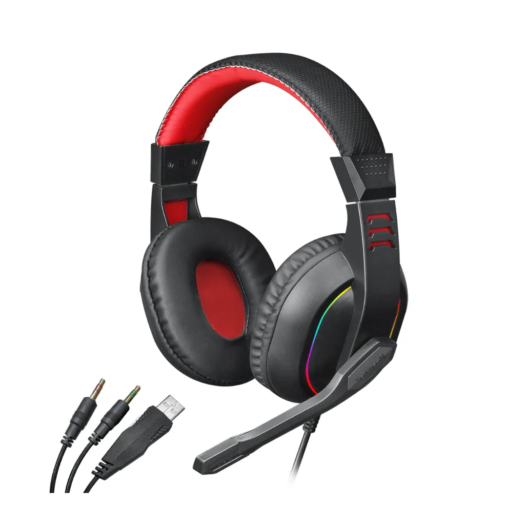 Redragon Ares RGB H120-RGB Wired Gaming Headset with Microphone – 40mm Drivers, 3.5mm + USB, Black