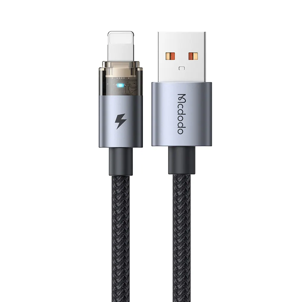 MCDODO CA-691 Lightning Transparent Cable with Charging Light 1.2M – Black