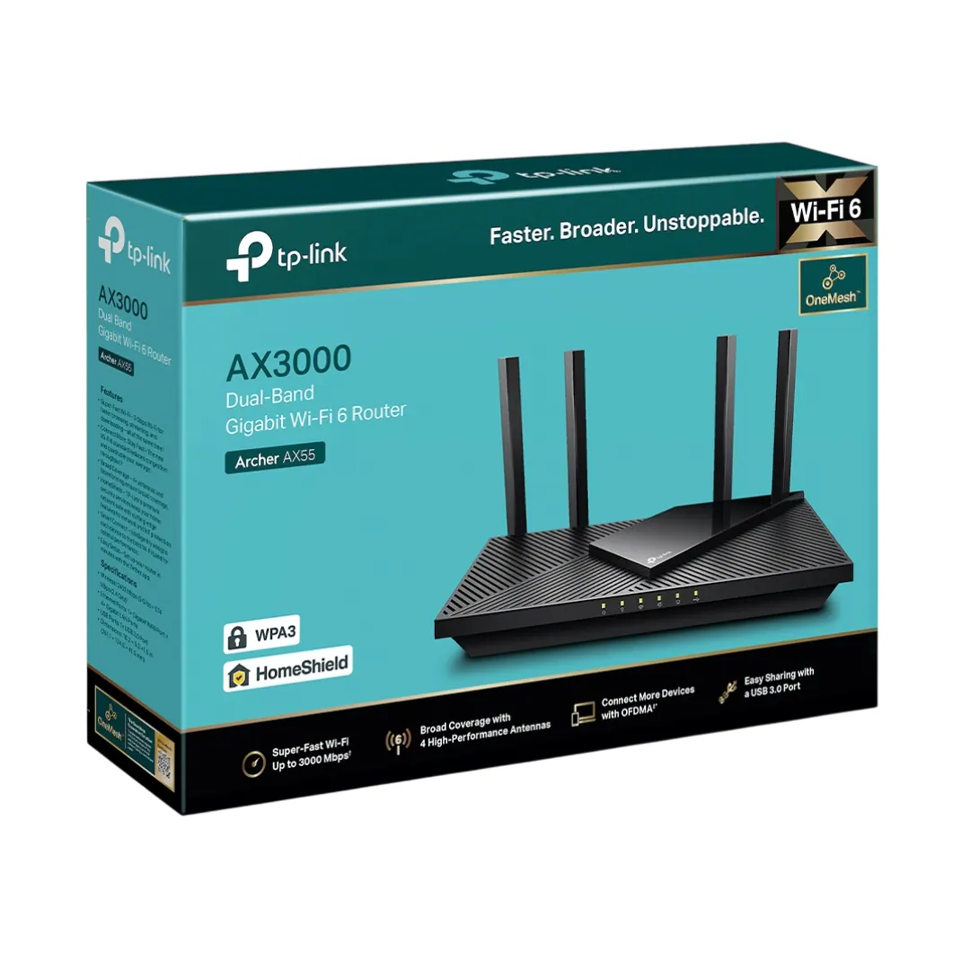 TP-Link Archer AX55 AX3000 Dual-Band Gigabit Wi-Fi 6 Router