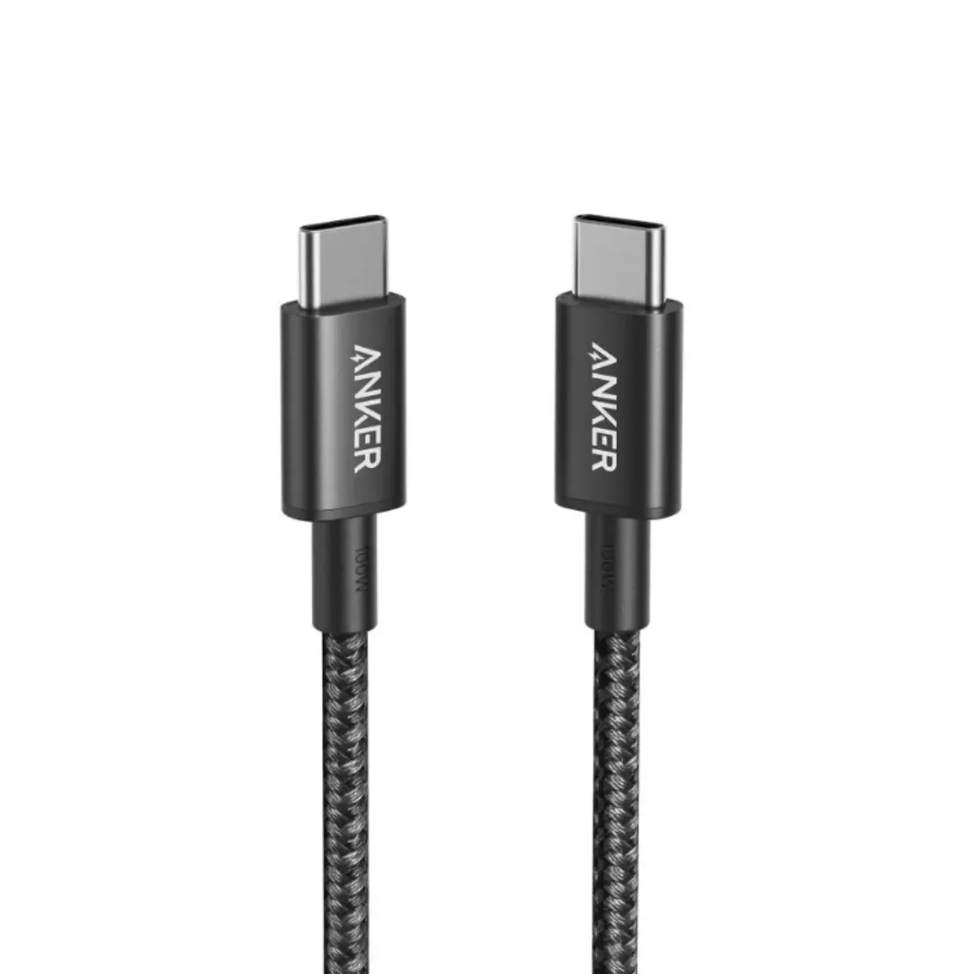 Anker A8752 New Nylon USB-C to USB-C Cable 60W – 3.3ft / 1m Braided, Black