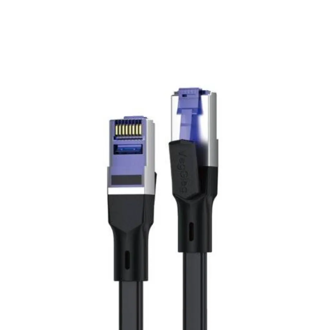 VegGieg V-E722 CAT7 RJ45 F/FTP Flat Ethernet Patch Cable 2m – 10Gbps 600MHz