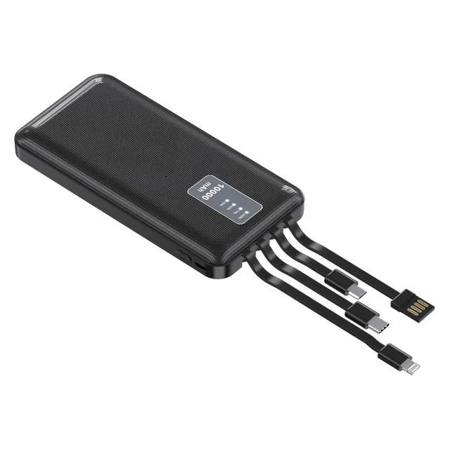 Tiger 10,000mAh Fast Charging Power Bank with Built-in Cables