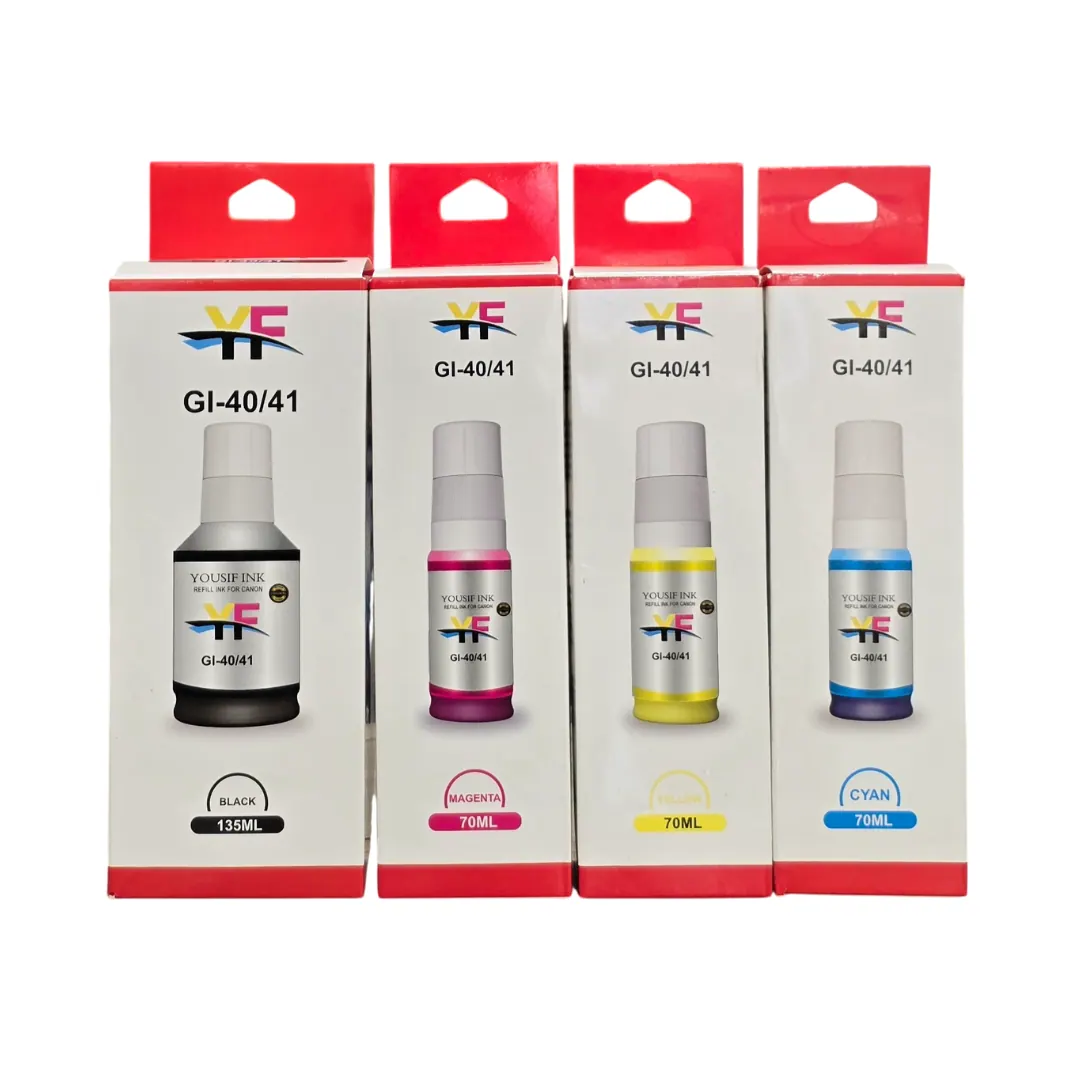 YOUSIF GI-40/41 CMYK Compatible Refill Ink Set for Canon PIXMA G-Series – Black 135ml + C/M/Y 70ml Each