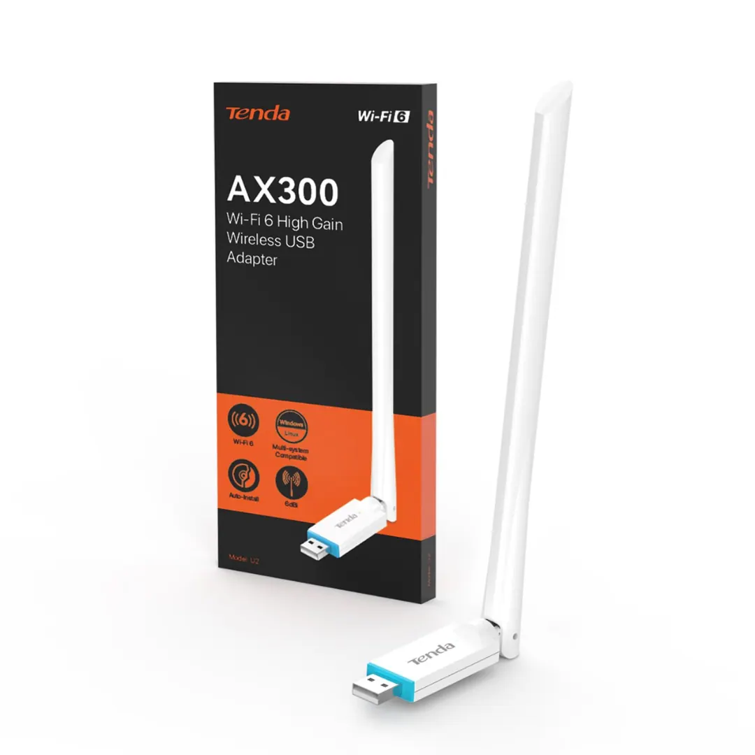 Tenda U2 AX300 Wi-Fi 6 High Gain USB Adapter 286Mbps 6dBi