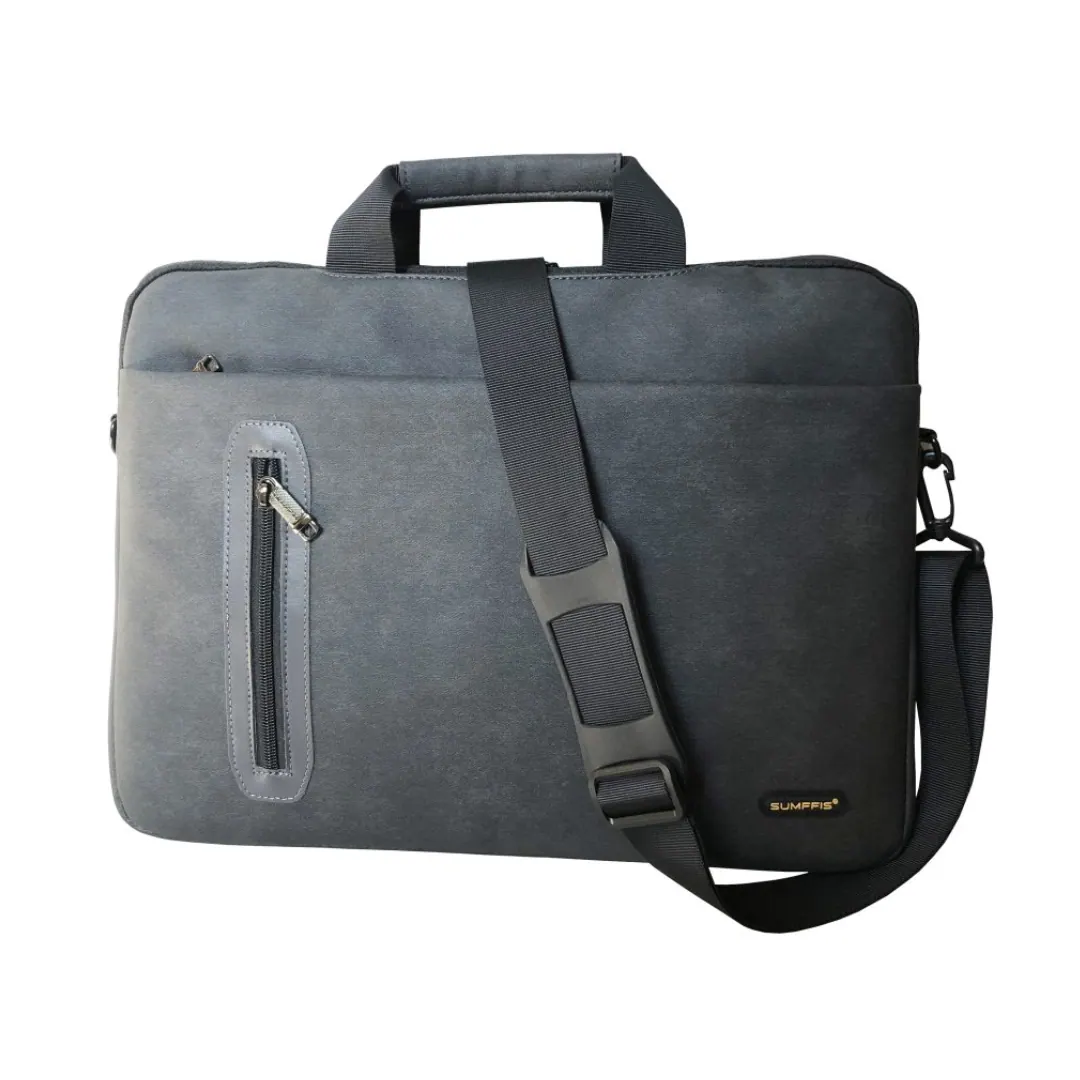 Sumffis SS-0337 15.6" Water-Resistant Laptop Shoulder Bag – Dark Grey