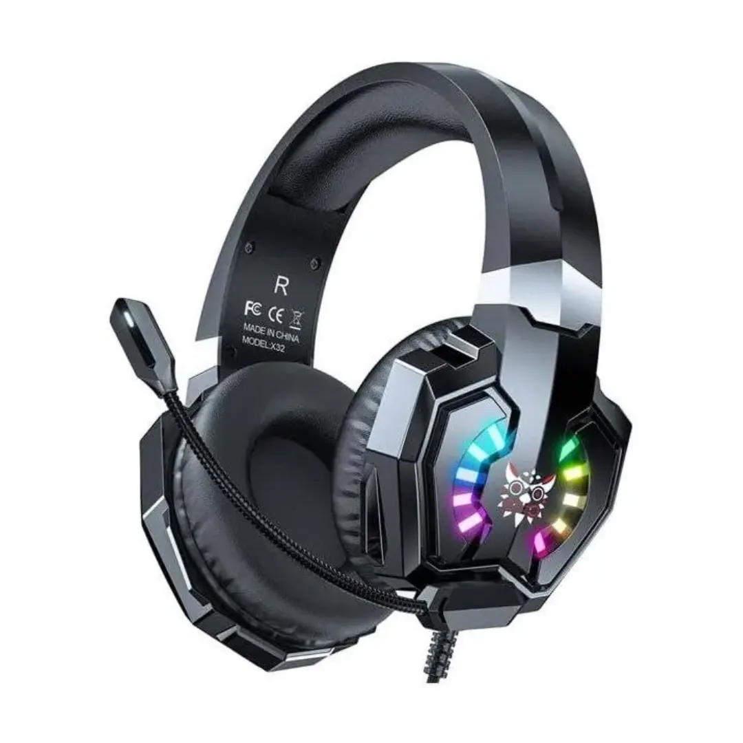 ONIKUMA X32 RGB Wired Gaming Headset – 50mm Drivers, Noise-Cancelling Microphone, 3.5mm + USB