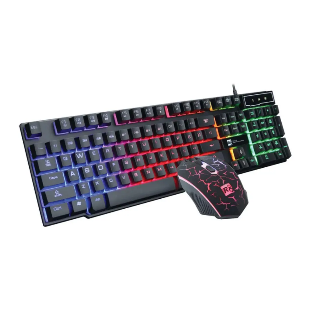 R8 1910 Wired Gaming Keyboard and Mouse Kit AR/EN with LED Backlight