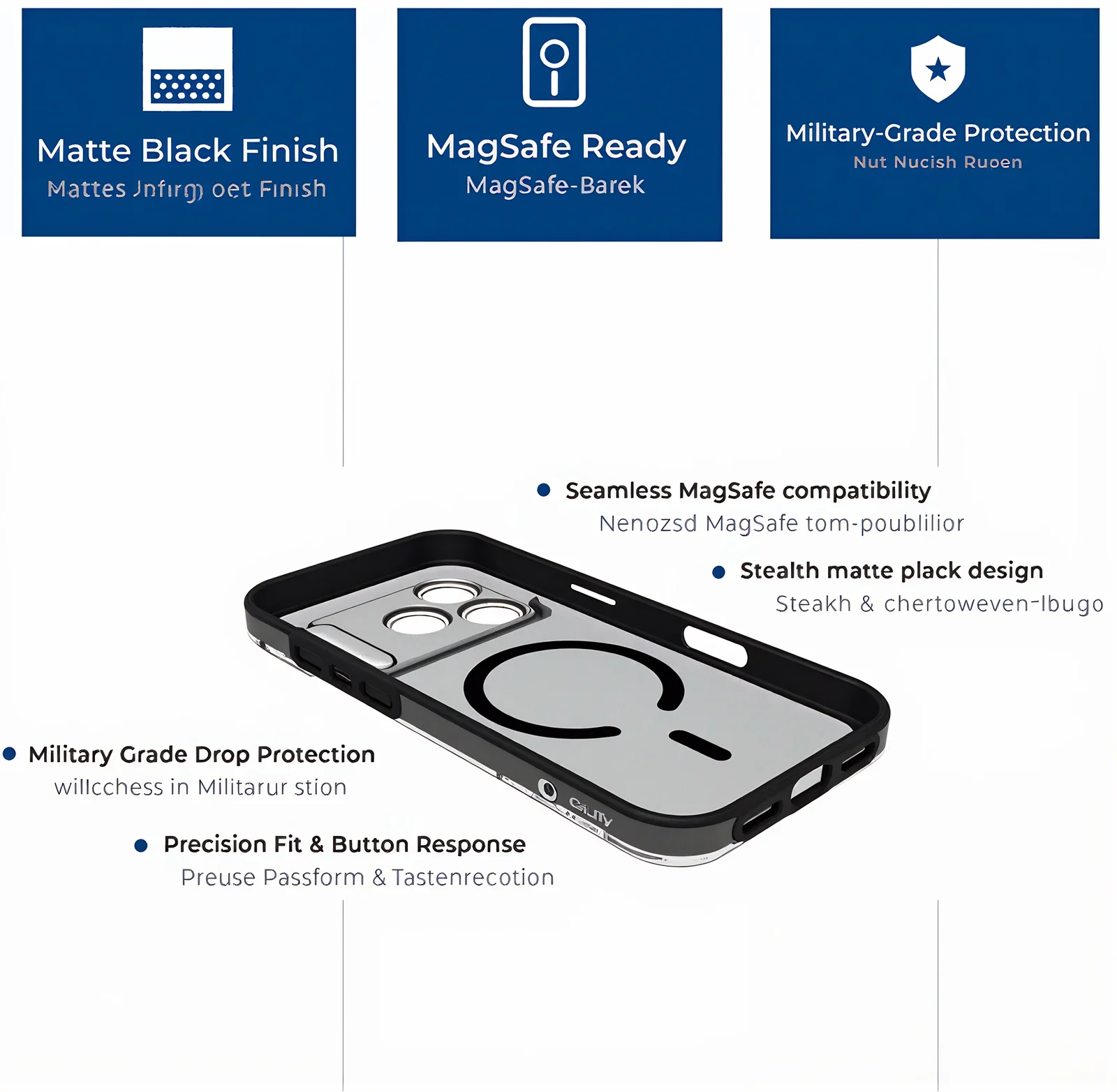 Image of KIVOQ SchwarzMag StealthCase Pro TPU + PC | Military Grade Strength | ScratchResistant | Smudge Free Finish | Durable Anti-Scratch | Raised Edge Protection variant