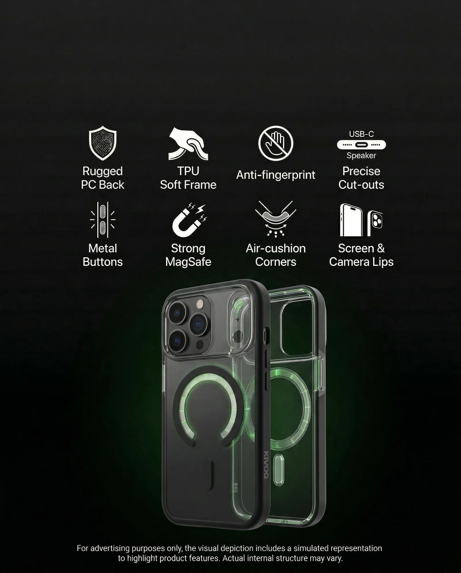 Image of KIVOQ SchwarzMag StealthCase Pro TPU + PC | Military Grade Strength | ScratchResistant | Smudge Free Finish | Durable Anti-Scratch | Raised Edge Protection variant