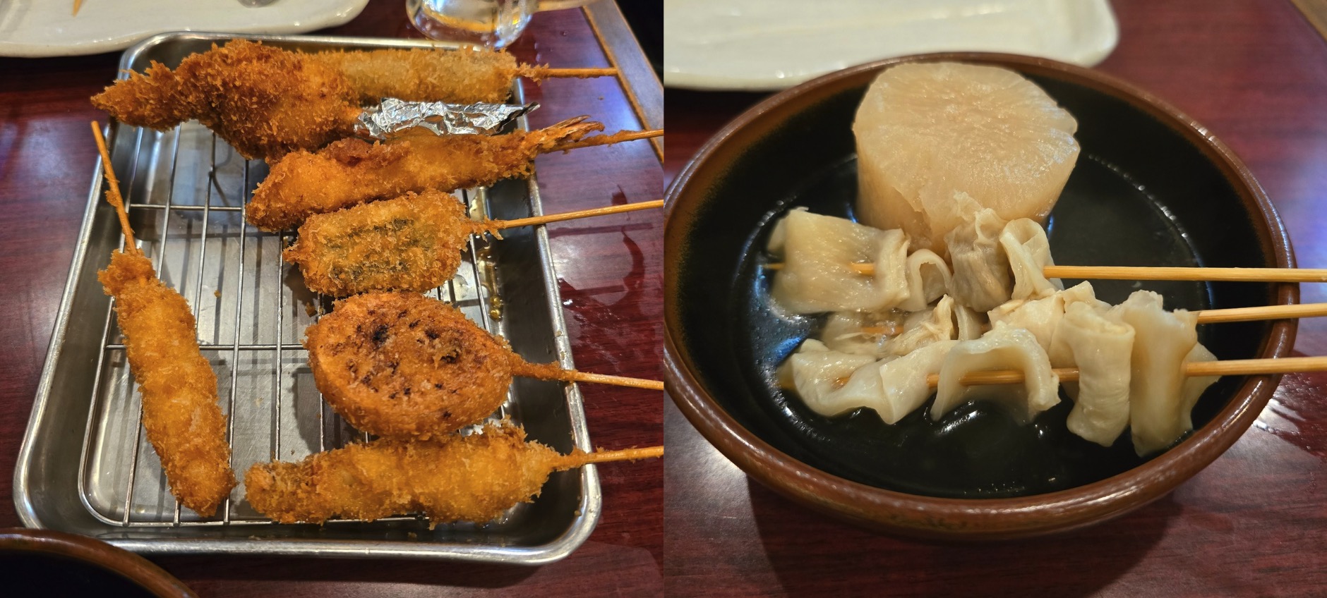 七福神 天五店 - 串炸 (左)、關東煮 (右)