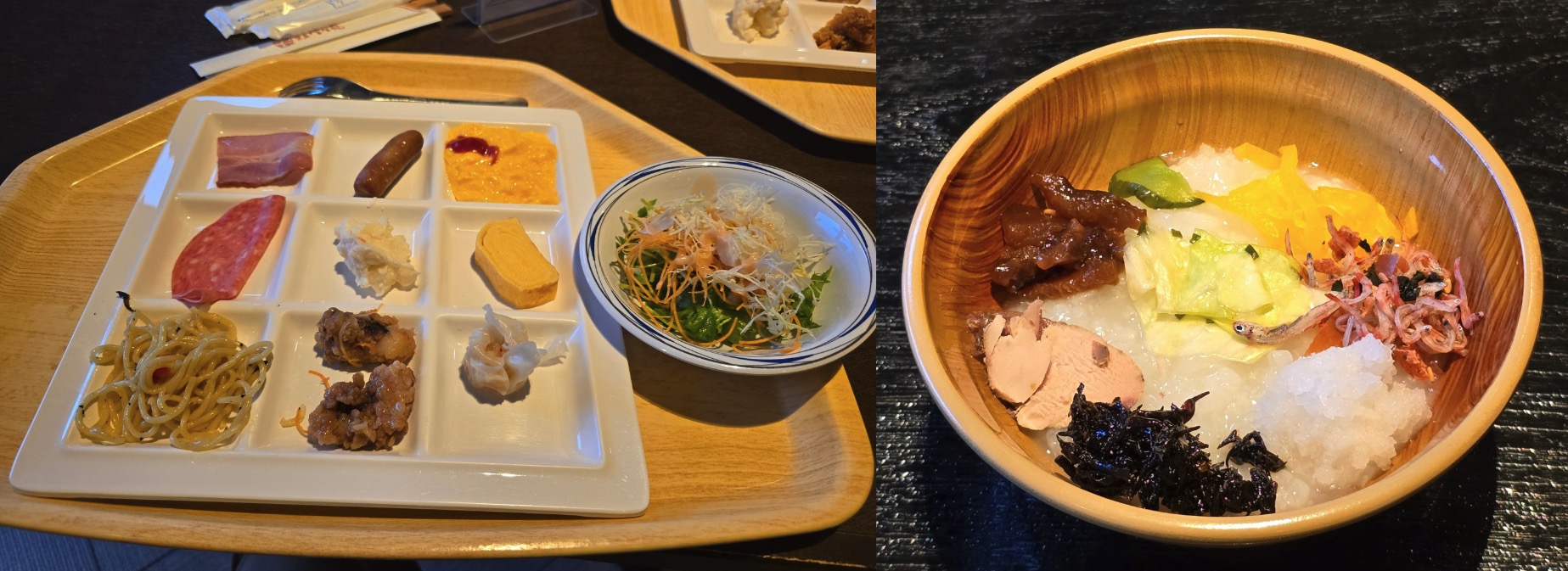 賢島寶生苑早餐 - 西式早餐 (左) 與和式早餐 (右)