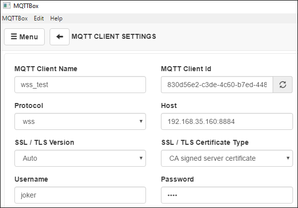 WSS MQTT 連線設定