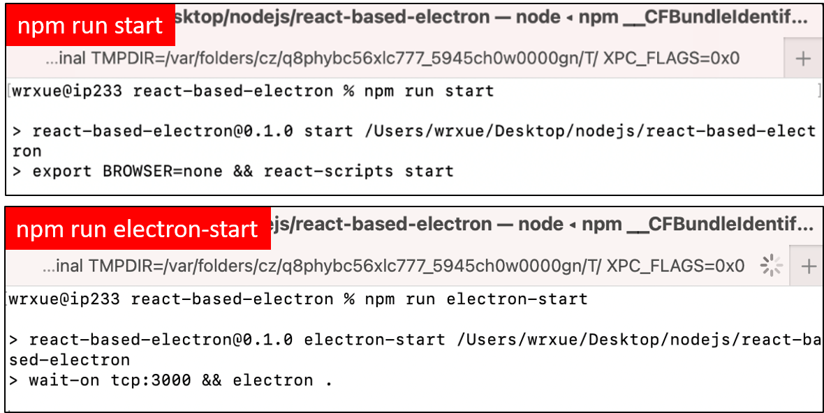 npm run start & electron-start