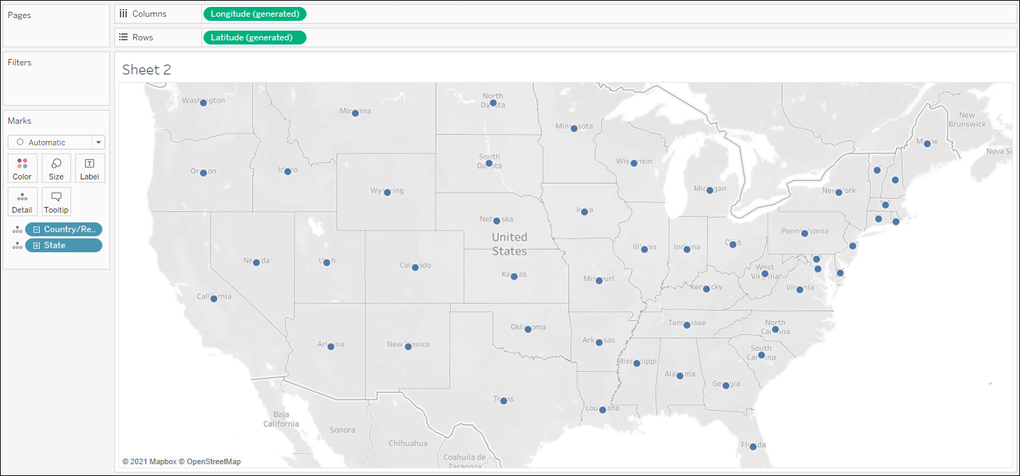 每個州對應一個資料點