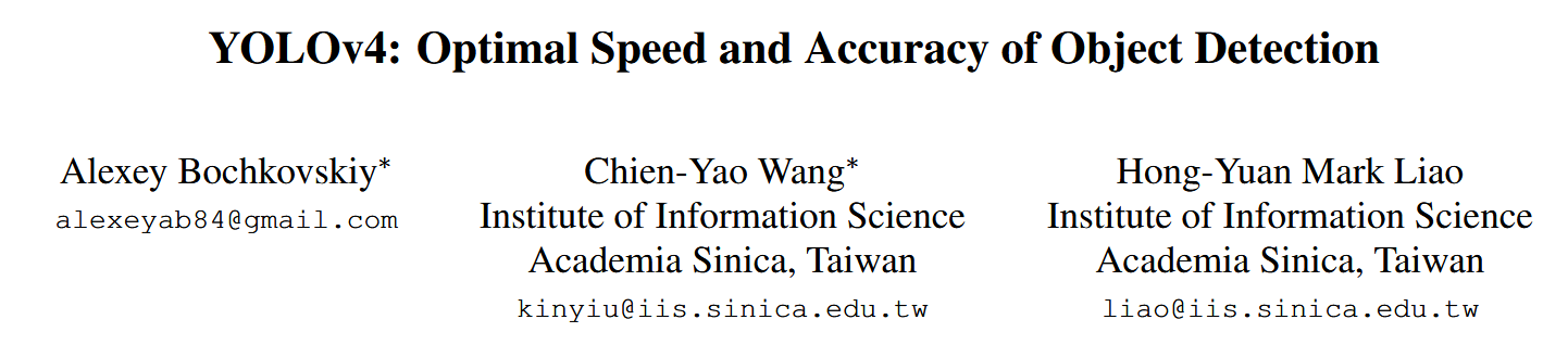 YOLOv4 Authors