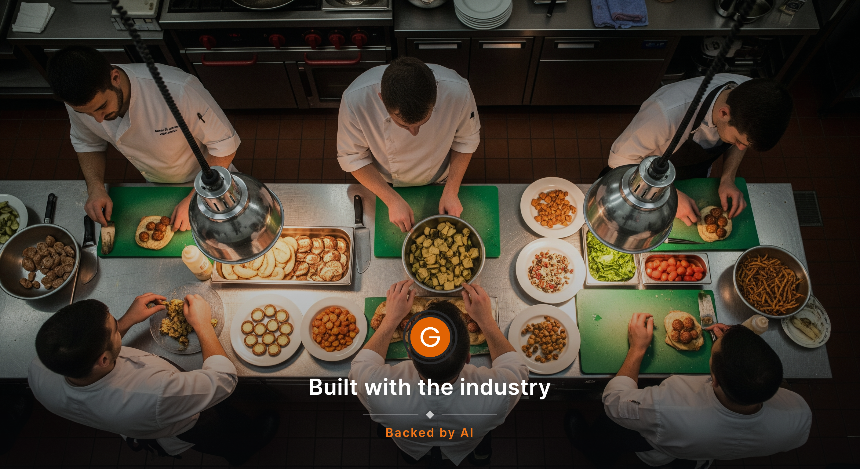 An overhead view of a prep table during lineup, with small plates, ramekins, portioned sides, garnish containers, and a cook's hands rearranging the setup to fit a new service flow. Keep the frame tight on tools, dishes, and hands, with no visible text, screens, tickets, or labels.