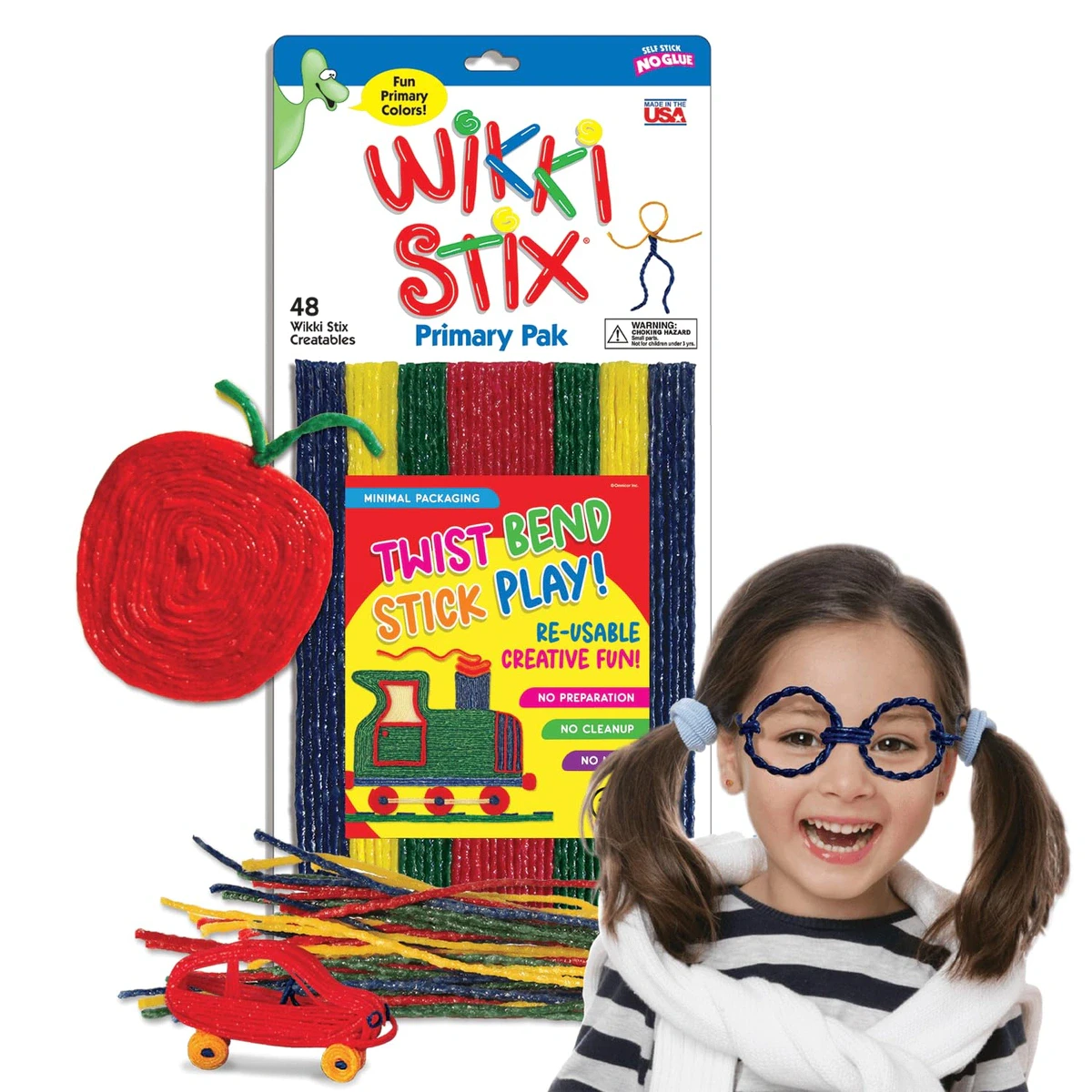 Wikki Stix Primary Pack of 48 Reusable Waxed Yarn Strands