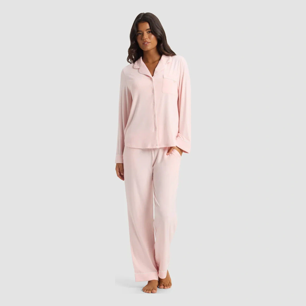 Cozy Earth Women's Bamboo Stretch-Knit Long Sleeve Pajama Set
