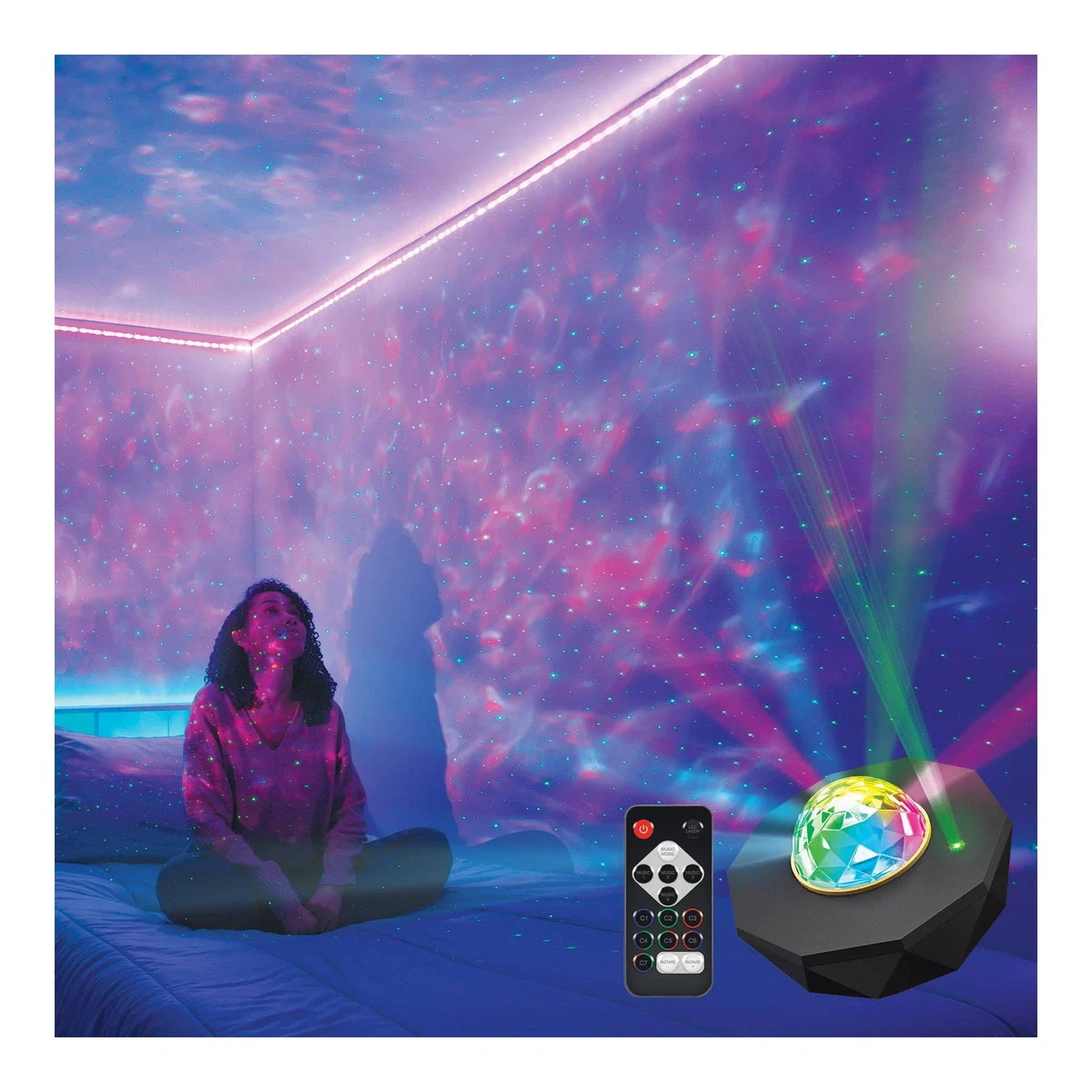 LED Galaxy Projector Laser Star Lights with Remote