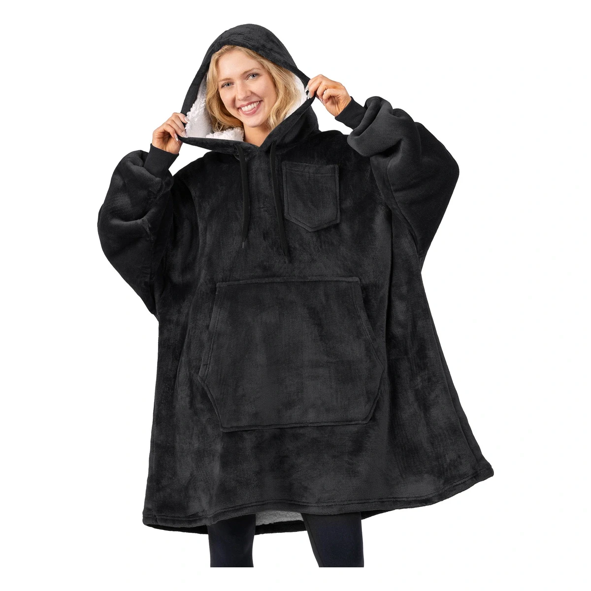 PAVILIA Faux Shearling Wearable Blanket Hoodie