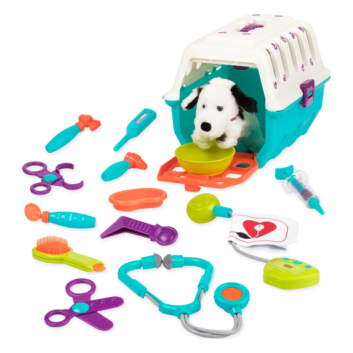 Battat Dalmatian Vet Kit with Plush Puppy & Carrier (15 Pieces)