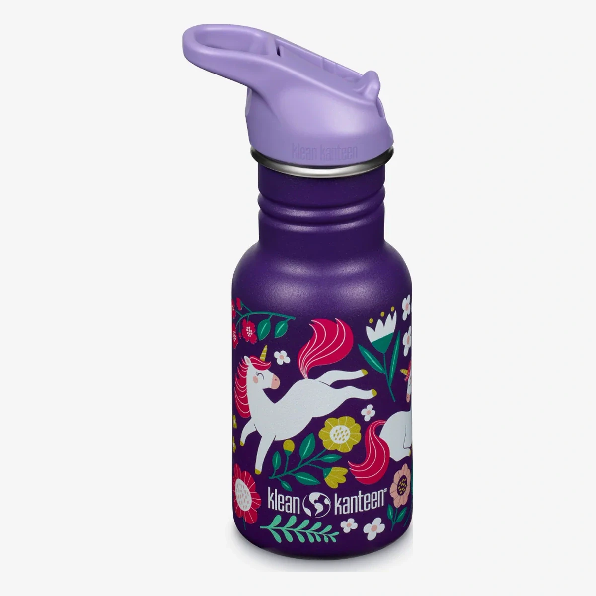 Klean Kanteen 12 oz Kid's Classic Water Bottle with Flip Seal Sport Cap (Leaping Unicorns)